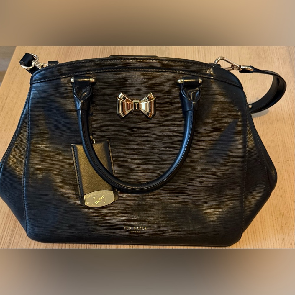 Ted Baker Black Satchel with Gold Accents